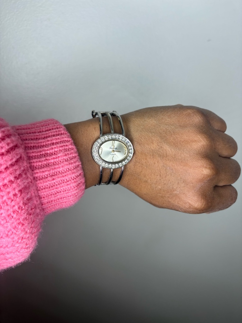 Silver Crystal-Accent Cuff Watch - Women Accessories